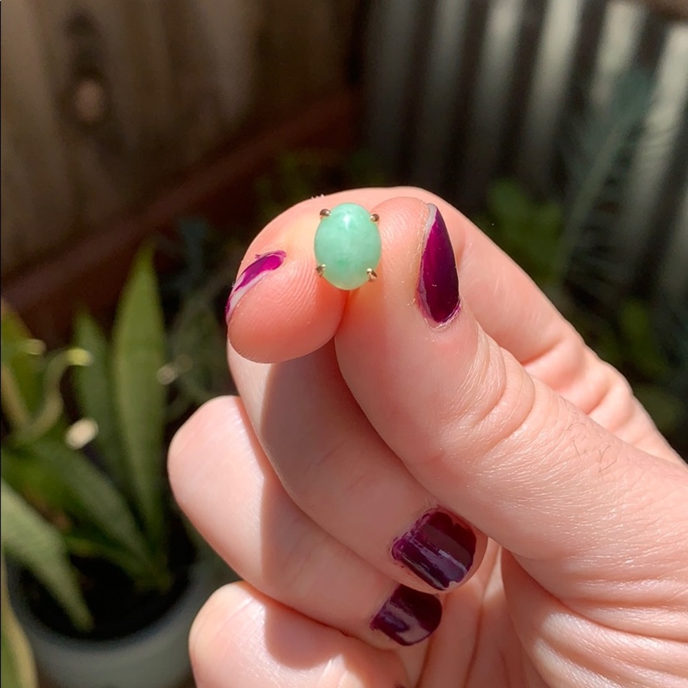 14K Gold Jade Earrings - Picture 3 of 5